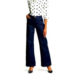 Boden The Windsor Wide Leg Dark Blue Demin With Red Stitch Size 10